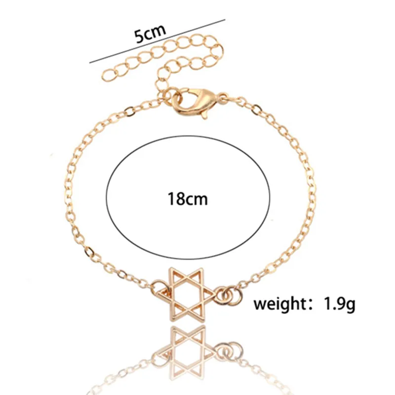 

2019 Simple Gold Silver Hexagram Bracelet Star Of David Bracelets For Women Girls Hollow Triangle Bracelet Pulseira Feminina
