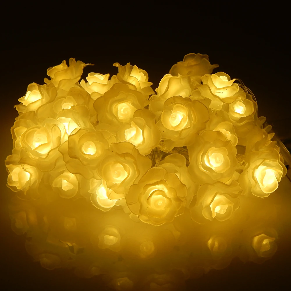 Battery Operated Rose Shaped LED Starry String Lights, 4M 40LED Floral