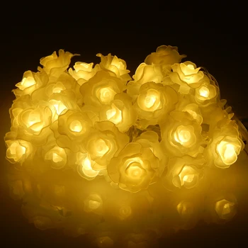 

Battery Operated Rose Shaped LED Starry String Lights, 4M 40LED Floral Decoration Fairy Lights for Wedding Valentine's Day