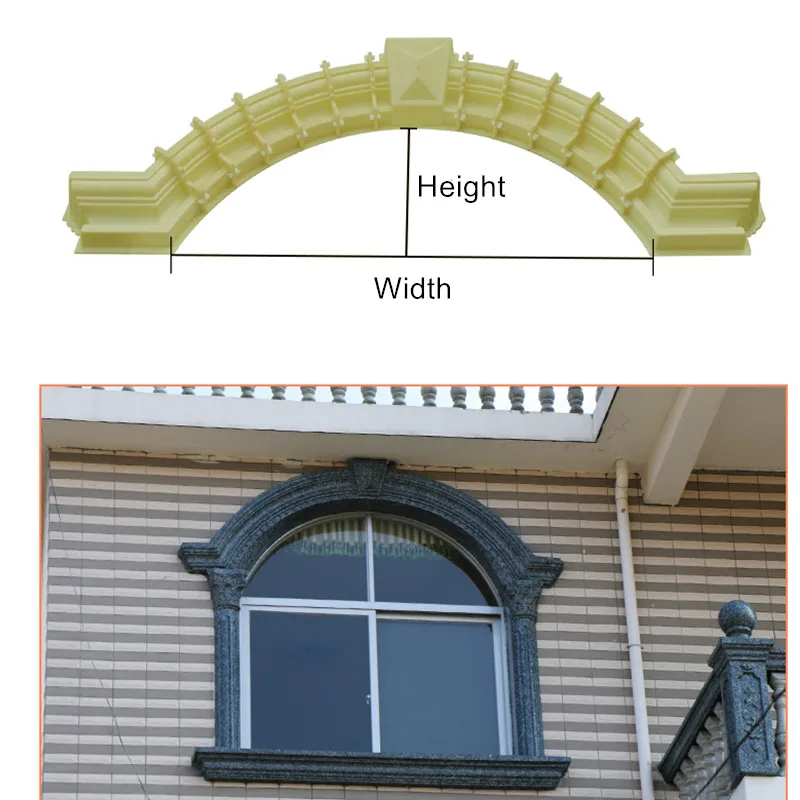 90 см/35,43 дюйма GRC украшение стены дома ABS интерлок алмаз и цветок топ цемент/бетон литой на месте окна границы дуговой формы
