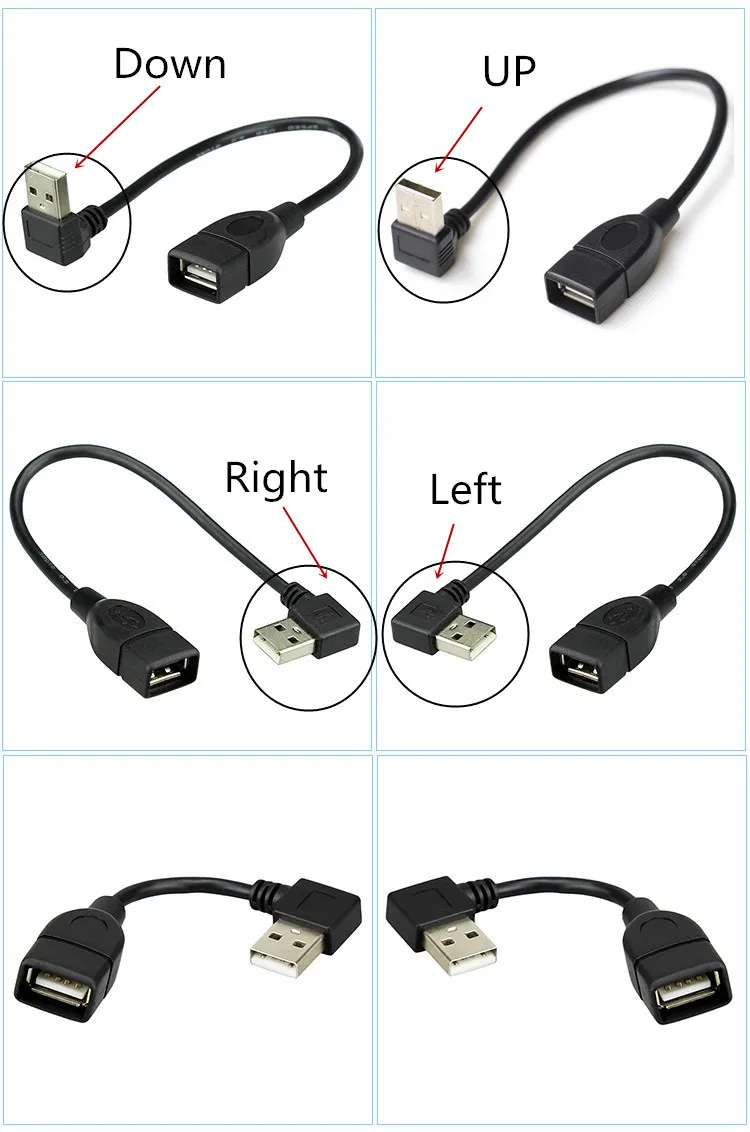 10 см 20 40 USB 2 0 A папа мама 90 Угловой удлинитель Кабель адаптер USB2.0 M/F
