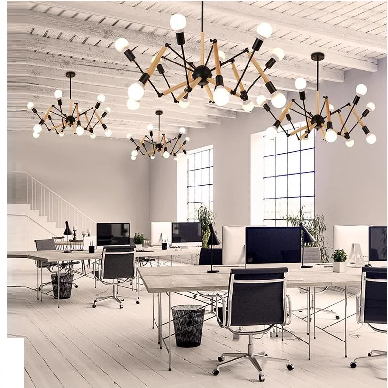 Modern Vintage Led Wooden Chandelier Spider Re E27 Livingroom Chandelier Spider Re E27 Livingroom