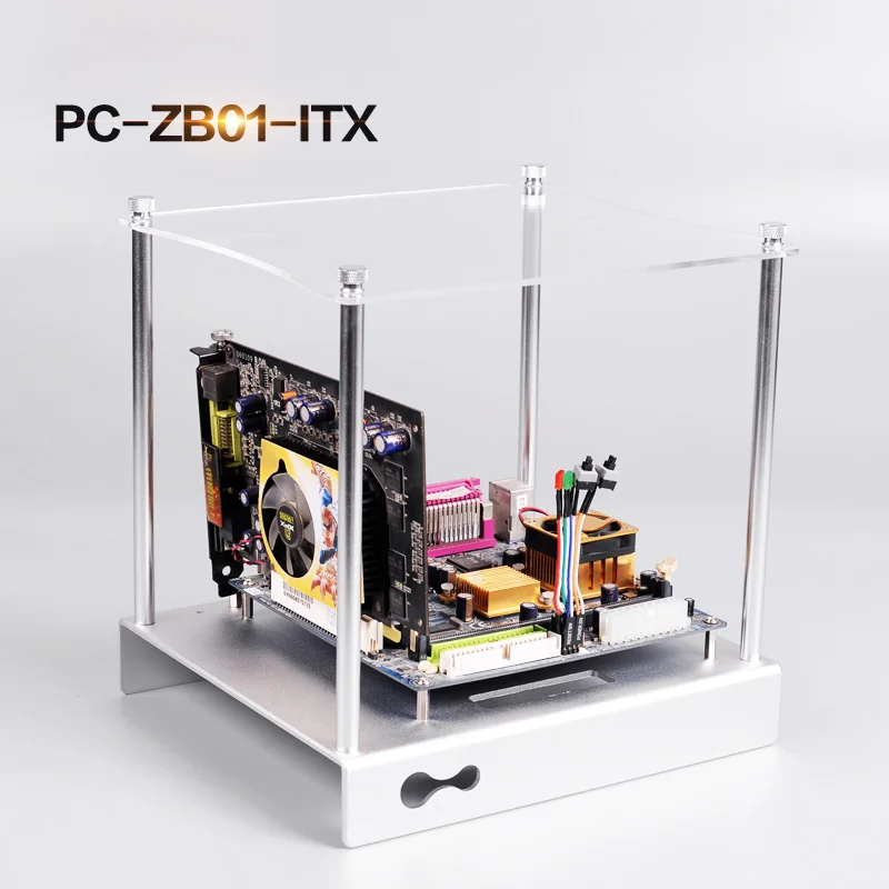 QDIY PC-ZB01 Mini ITX/M-ATX/ATX алюминиевый сплав стойки ПК Шасси Чехол горизонтальный открытый голый геймер хост-бокс gabinete computador