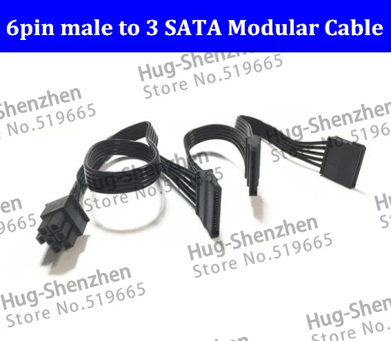 PCI E 6pin Мужской 1 до 3x SATA 15pin модульная Мощность кабель для SS 400FL2 SeaSonic Platinum 400 без