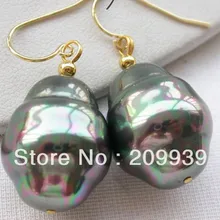 Hj 00197 20 мм райс павлин черный южного моря Жемчужина мотаться серьги