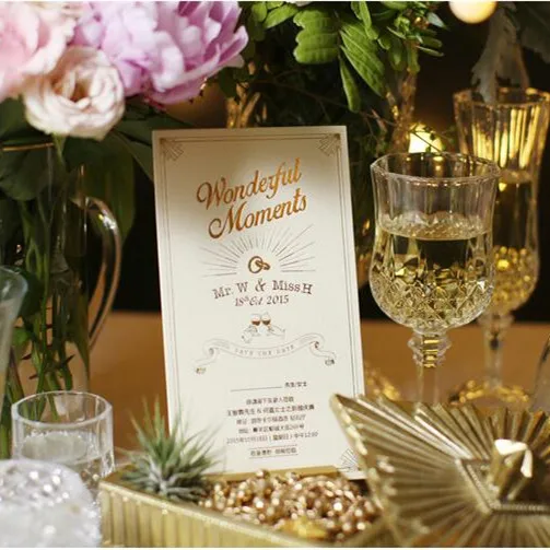 

Free shipping L size 110*195mm gold blocking personalize wedding invitations card , PP33