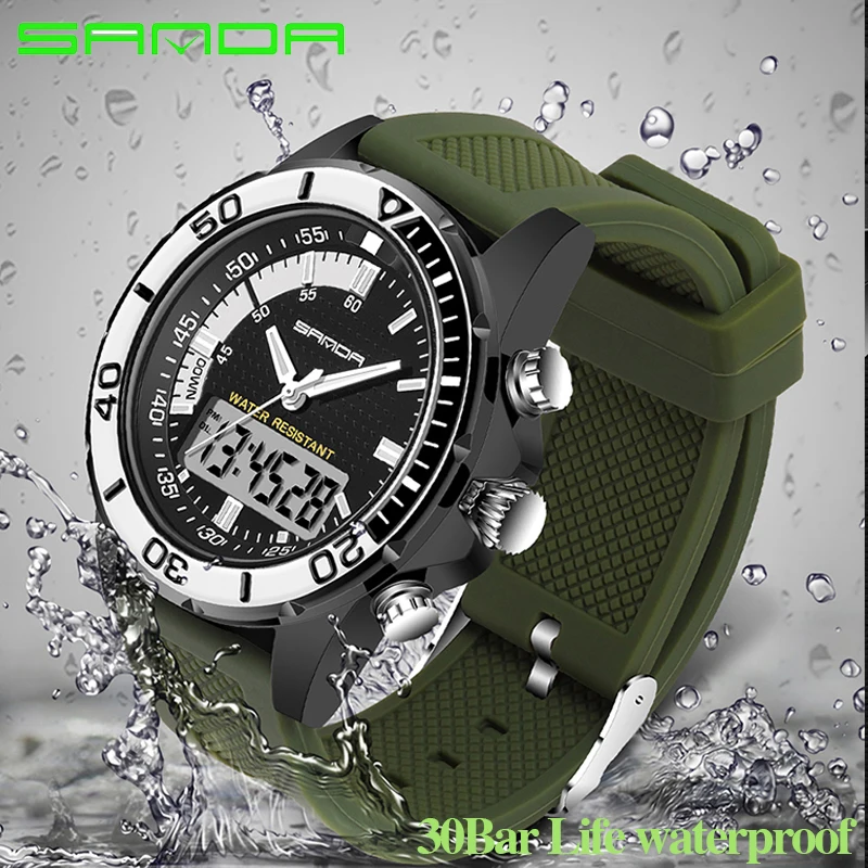 

SANDA Fashion Men Sports Watches Brand Quartz Military Waterproof digital watch Men's Wristwatches Montre Femme 2017