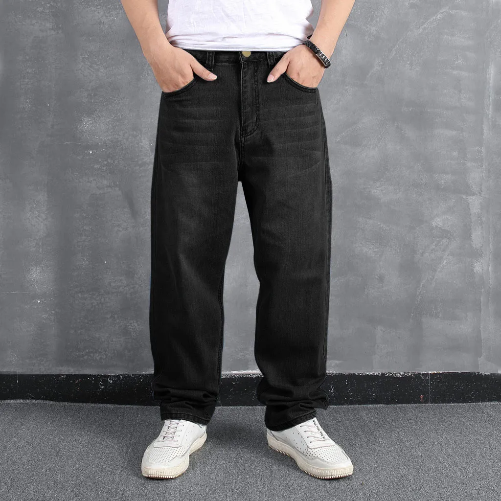 Джинсы мужские свободные большого размера толстый хип хоп Уличный танец уличная джинсовые брюки Широкие брюки плюс размер мужская одежда