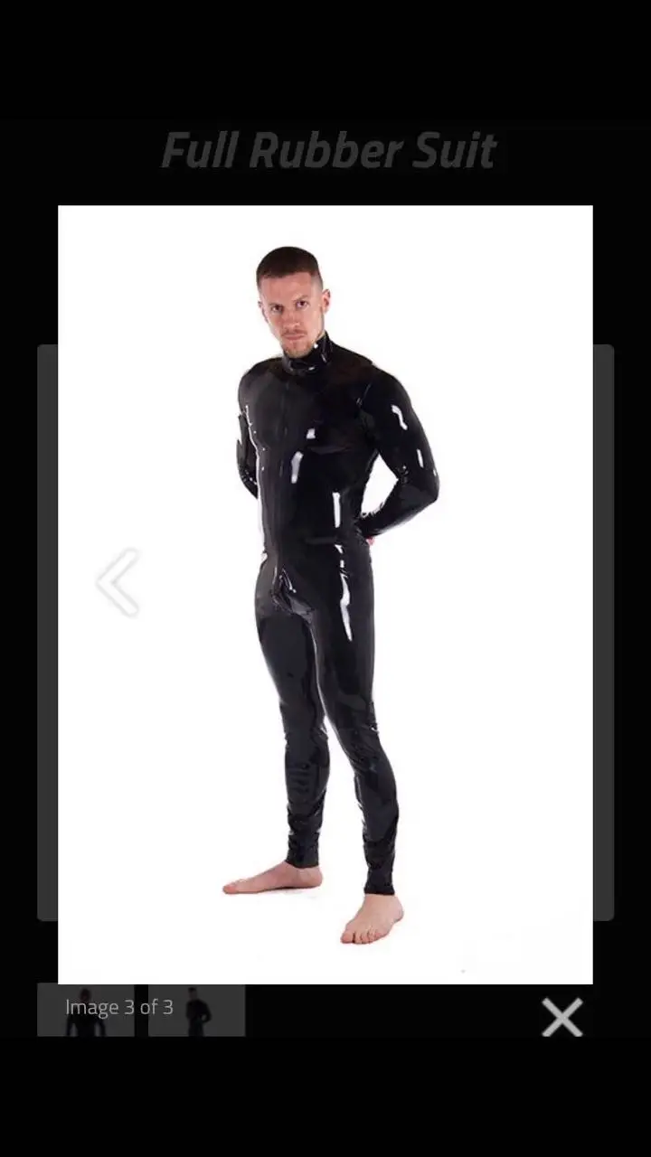 

Sexy Black Mens Latex Catsuit Rubber Bodysuits with Crotch Zip