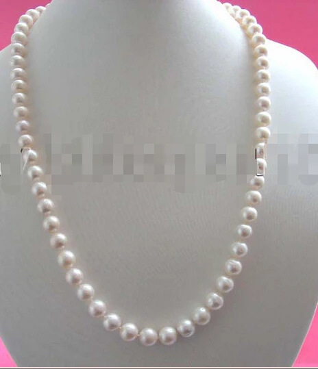 

FREE shipping>>> >>24" Natural Round 10mm White Pearl Necklace!