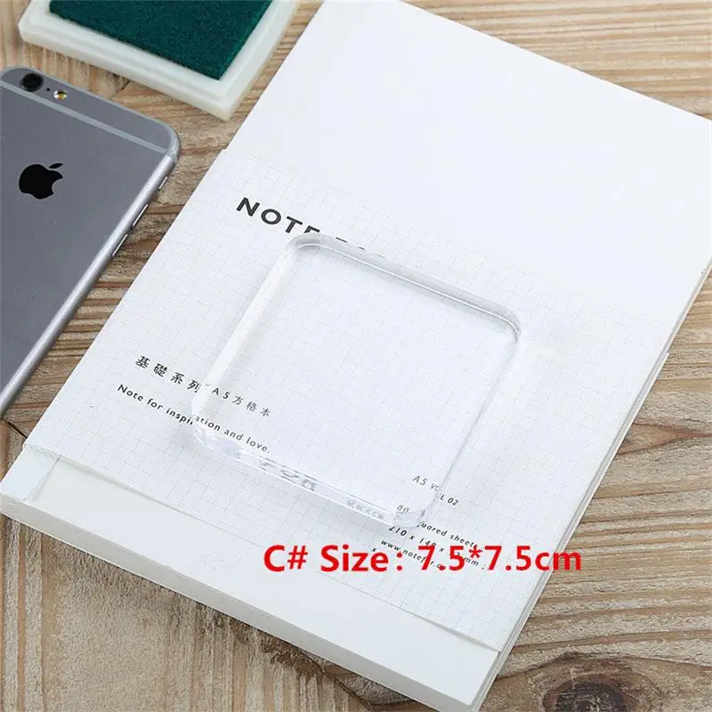 C Clear Acrylic Scrapbook Clear Stamp Board Square Hands Press Handle Tool For Stamps DIY Craft 1PC Different Size - Цвет: C