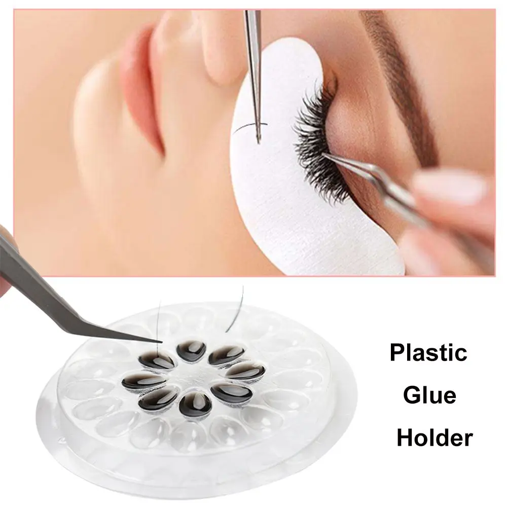 

10pcs/set Transparent Flower Shaped Eyelash Glue Holder Pallet Glue Gasket for Grafting Eyelash Glue Pads Plastic Glue Holder