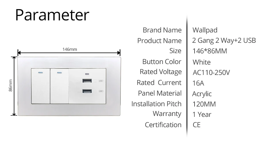 2 банда способа и USB выхода быстрое зарядное устройство Wallpad настенный