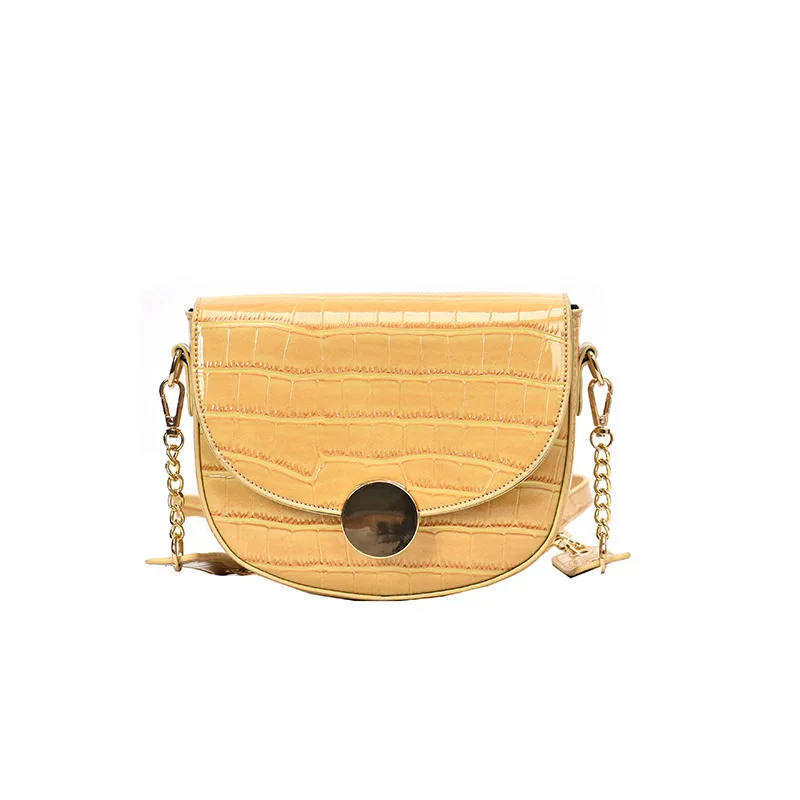 

Crocodile Pattern Small Saddle Women Messenger Bag 2019 Fashion Alligator Shoulder Bag Female Chain PU Sweet Crossbody Handbag
