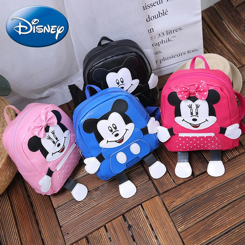 

2018 New Mickey Mouse Backpack Minnie Girls Children School Bag Cute Boy Kids Backpacks Pu Skin Cartoon Kindergarten Book Bags