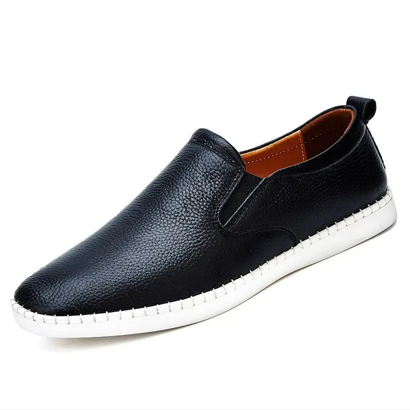 VANCAT/Мужская обувь из натуральной кожи большого размера; Черные слипоны; лоферы из натуральной кожи; мужские мокасины; итальянская дизайнерская обувь - Цвет: black