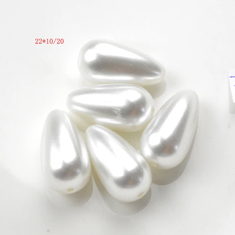 

FLTMRH 5pcs 22*10mm Tear Drop Beads Whol esale ABS Charmry Imitation Pearl Bead For DIY Necklace Jewelry Cloth Decoration
