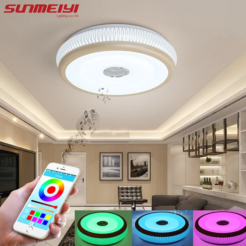 

Vintage LED Ceiling Lights Smart APP Dimming +Bluetooth Speaker Lighting For Living room Kitchen Surface Mount Ceiling Lamp