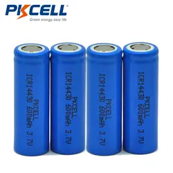 4x Перезаряжаемые батареи ICR 14430 3.7 В 600 мАч литий-ионный Батарея Flat Top PKCELL