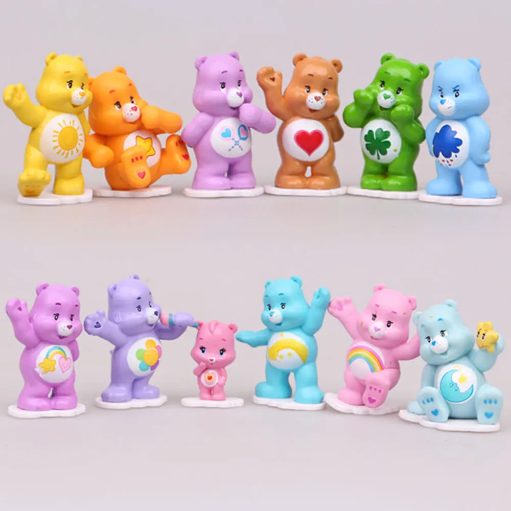 

12Pcs/Set DIY Bear Action Figure Cute Animal Miniature Scenery Toy Anime Kawaii Care Bears bear Best Kids Toys Model Gifts