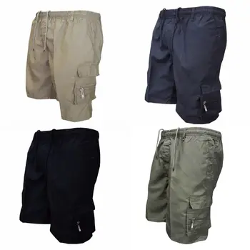 

Mens Plus Size Summer Multi Pockets Cargo Shorts Solid Color Drawstring Loose Casual Knee Length Beach Military Sweatpants S-3XL