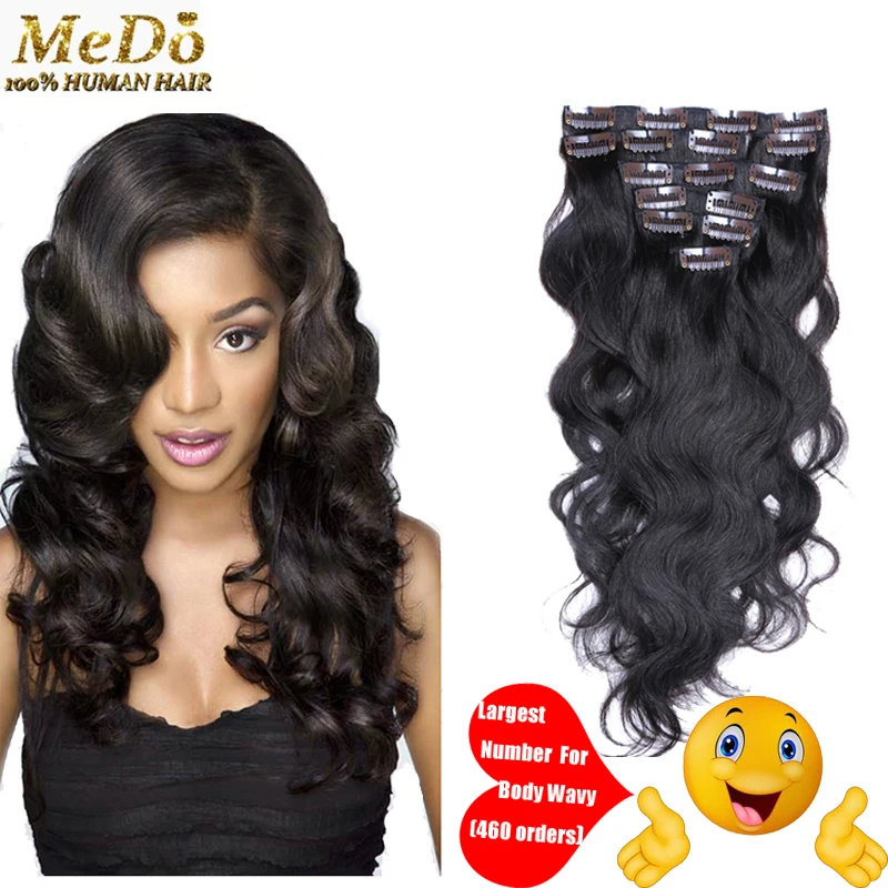 Hot Sale Malaysian Virgin Hair Clip In Hair Extensions Body Wave 100 Human Hair Clip In Hair