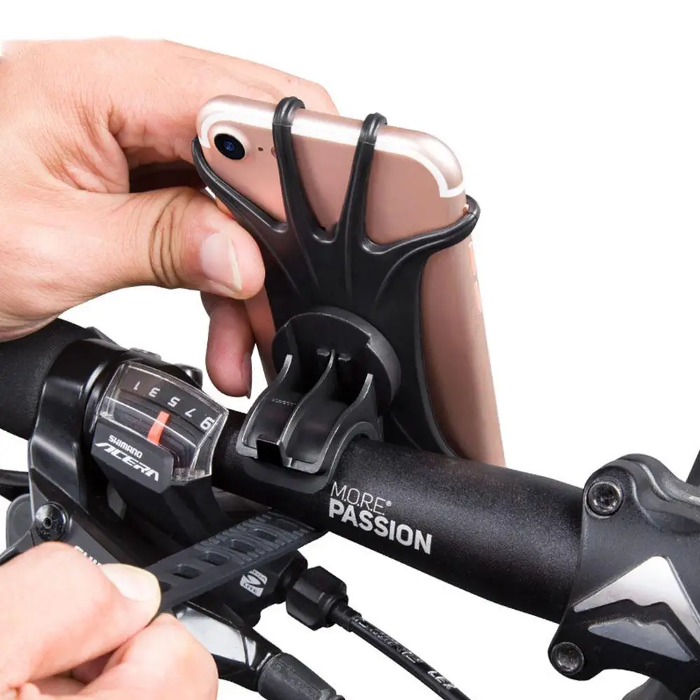 Cheap Bicycle Phone Holder Navigation Bracket Silicone Black Outdoor Product Bike Part Movement Bicycle Handbar Clip Mountain Bike 3