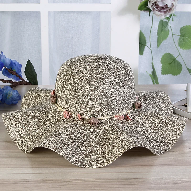 Шляпы от солнца для женщин индивидуальный сладкий широкий Sombrero Mujer Brim сплошной цвет Декор дышащая волнистая форма полями