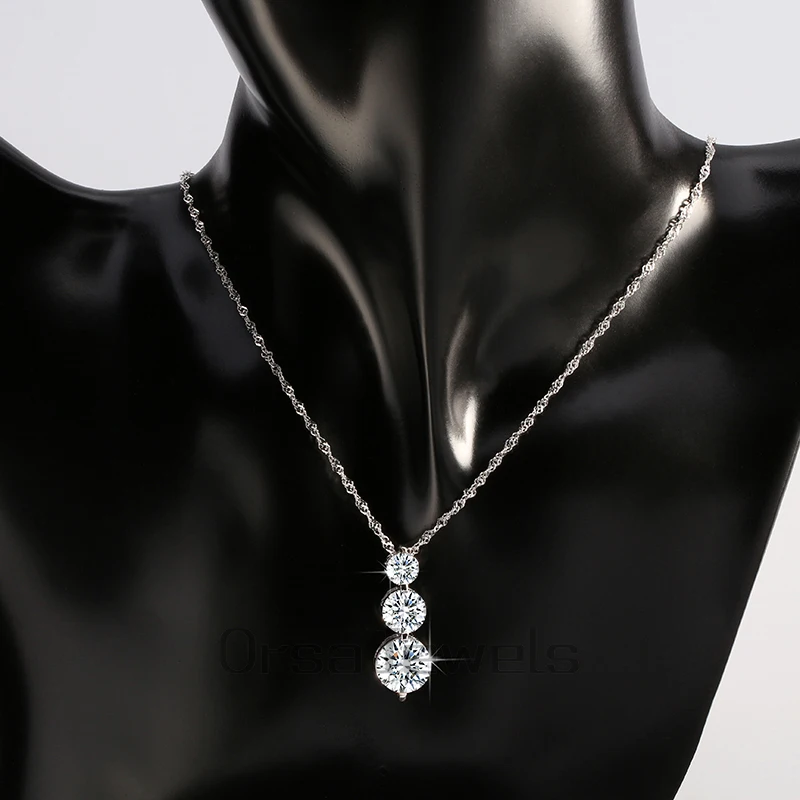 ORSA JEWELS Роскошные 3 шт прозрачные кубические циркония Подвески Ожерелья Новая мода сверкающие элегантные ювелирные изделия для женщин ON99