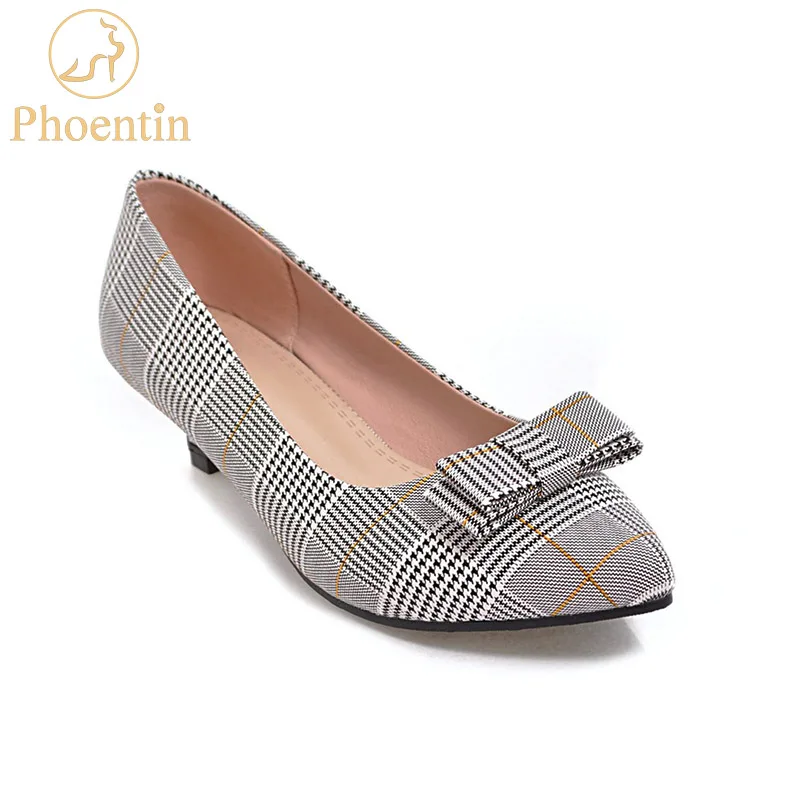 

Phoentin crystal low heels stripped line plus size shoes woman with butterfly knot pointy shallow low-heeled pumps female FT676