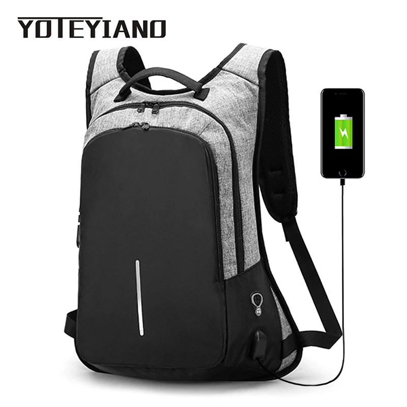 

YOTEYIANO Large Mens Backpacks Boys Schoolbag Oxford College Rucksack Personality Travel Satchel with USB Charging Hole