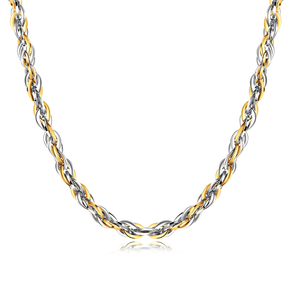 JeeMango серебряное/золотое ожерелье из нержавеющей стали s для мужчин и женщин, цепочка для бордюра, хип-хоп Figaro, тяжелое толстое ожерелье, колье N18095