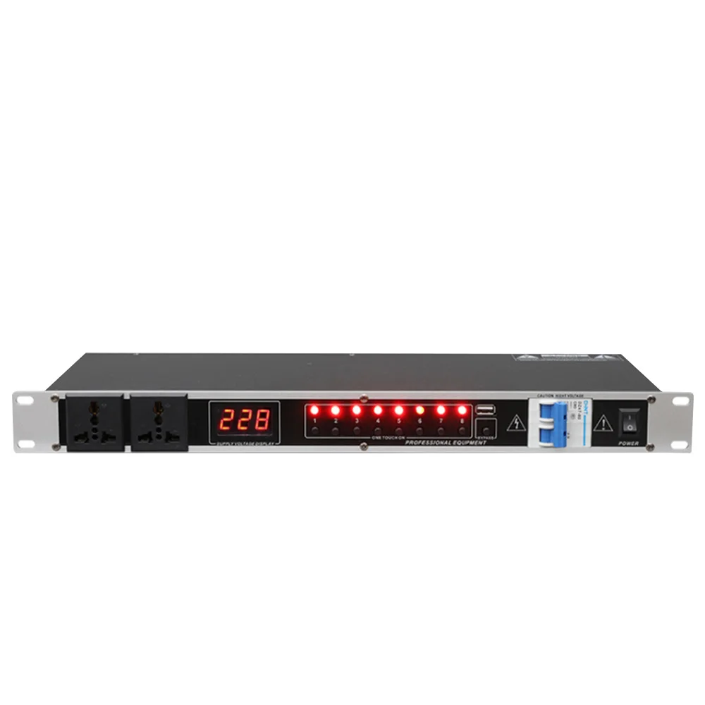 Professional stage 8/10 way power sequencer socket