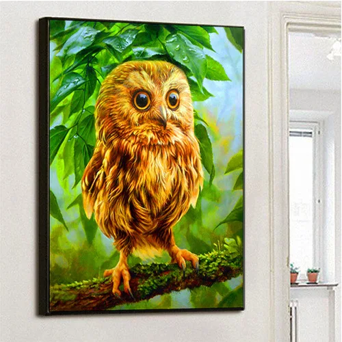 

DIY 5D Diamonds Embroidery Yellow owl,Magic Cube Round Diamond Painting Cross Stitch Mosaic Home Decor