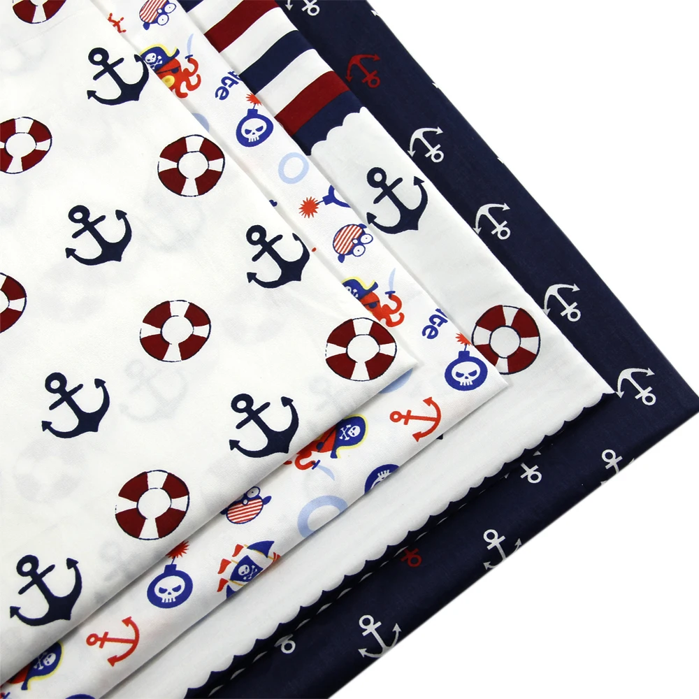 

david angie 50*145CM Summer Anchors Polyester Cotton Fabric,Sewing Fabric For DIY Holiday Clothes Cushion Home Textile,c884