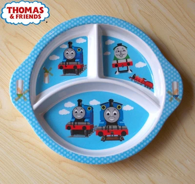 Thomas Children tableware baby cutlery children's cutlery set spoon bowl food tray three grid food container combination - Цвет: 3 grid