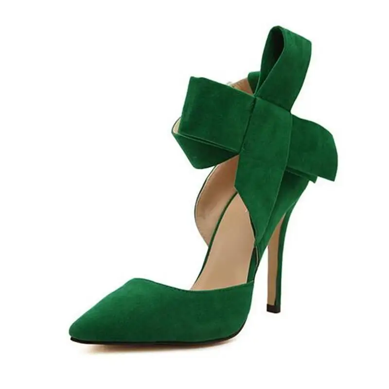BAYUXSHUO Women Big Bow Tie Pumps Butterfly Pointed Stiletto Shoes Woman High Heels Plus Size Wedding Shoes Bowknot advisable