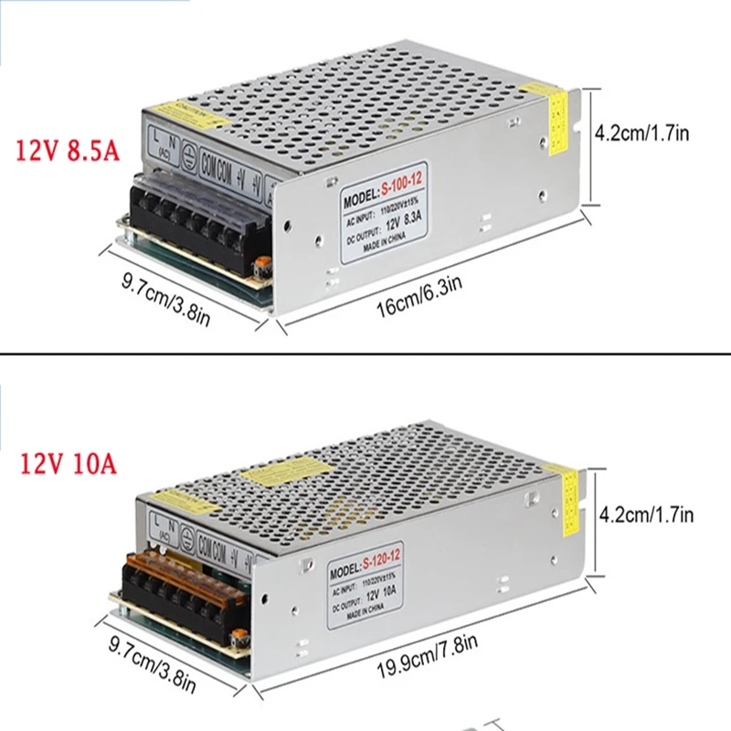 DC12V 1A 2A 5A 8.5A 10A 20A 50A Трансформаторы освещения Светодиодный драйвер Мощность адаптер для Светодиодные ленты Выключатель света Питание