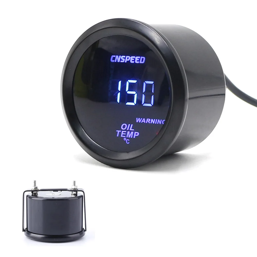 CNSPEED 52mm Digital Display Oil Temp Gauge Blue LED 40150 Racing Car