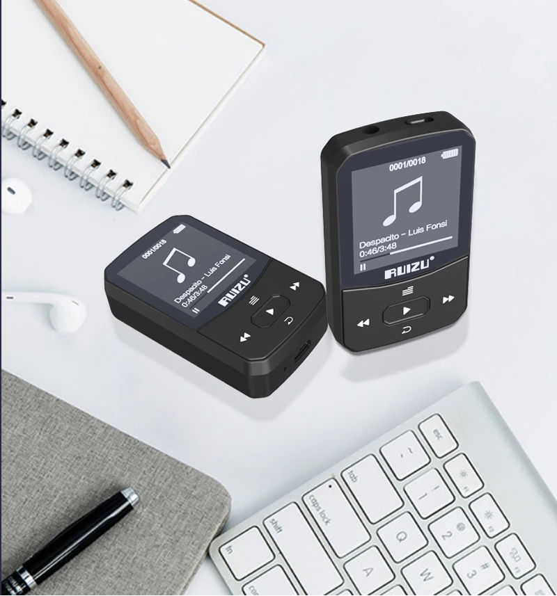 Новое поступление, Спортивный MP3 плеер RUIZU X52 с Bluetooth, 8 ГБ, мини-клип с поддержкой экрана, FM, запись, электронная книга, часы, шагомер