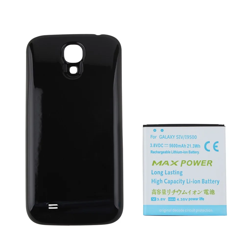 

High Quality 5600mAh Extended Phone Battery For Samsung Galaxy S4 i9500 Battery + Black Back Cover Case for Samsung Galaxy S4 IV