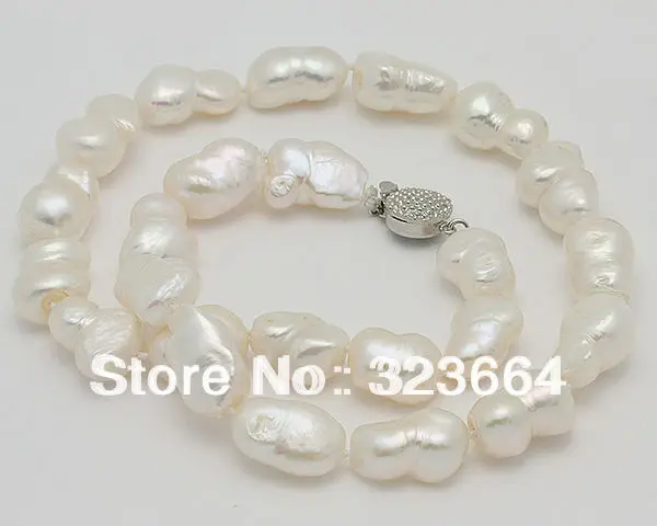 

Hot Sell! Beautiful HUGE Natural White Baroque Cultured Pearls Necklace 20"