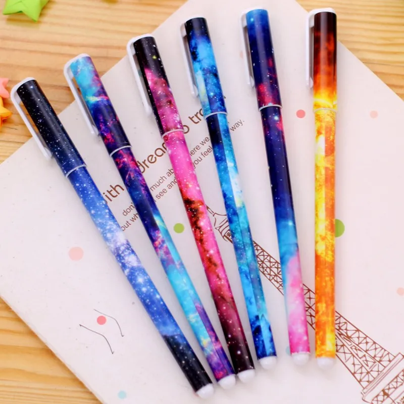 

Ayron 6 Pcs/Lot Kawaii 0.38 Star series Ballpoint Pens Black Gel Ink Roller Ball Point Pen Office Material Escolar School Suppli