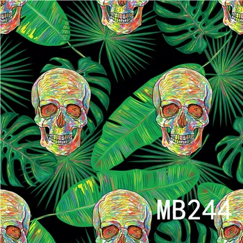 

LB Polyester & Vinyl Colorful Doodle Skull Tropical Leaves Backdrops Background For Photography Studio Backdrop Photo Props