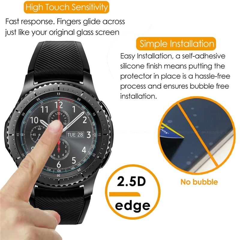 Жесткая Защитная пленка для экрана из закаленного стекла для samsung Galaxy Watch 46 мм 42 мм gear S3 S2 Classic Frontier LTE прозрачная защитная пленка