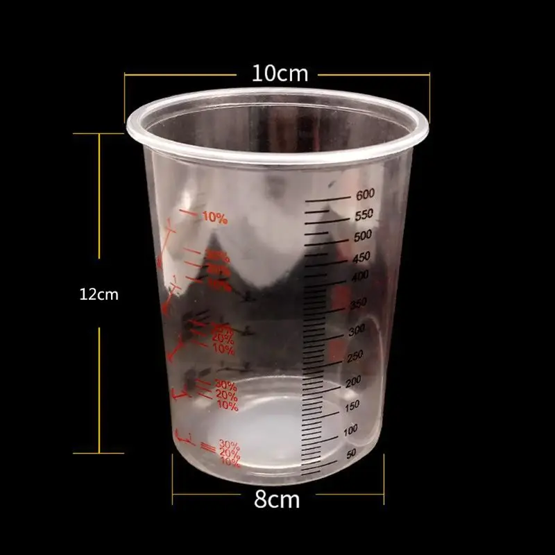 10 шт. пластиковая краска посуда для перемешивания 600 мл миска для перемешивания краски смешивания калиброванный Набор чашек
