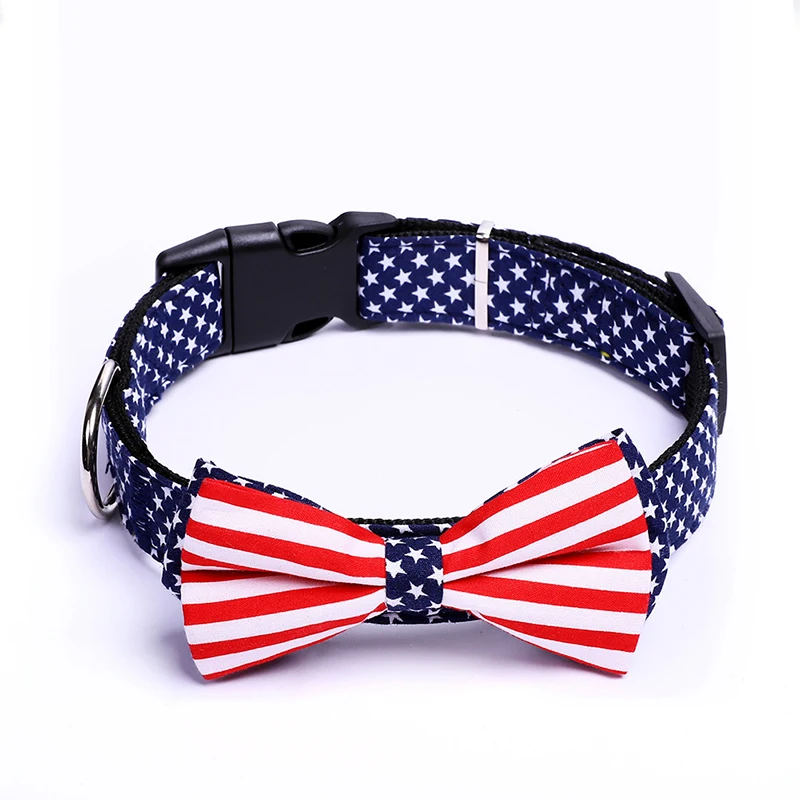 

Pet Cat Dog bow knot Padded Collars Adjustable Personalized customization American Flag Collar Small and Medium Dogs apply