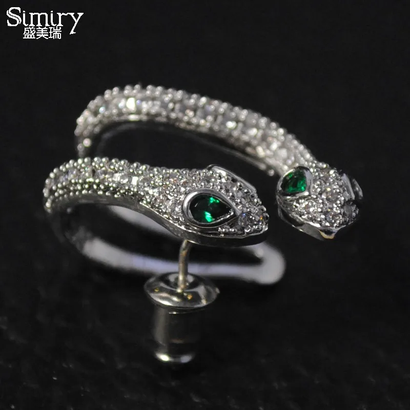 

SIMIRY Punk Style CZ Snake Earrings S925 Sterling Silver Post Snake Earr Cuff 1pcs