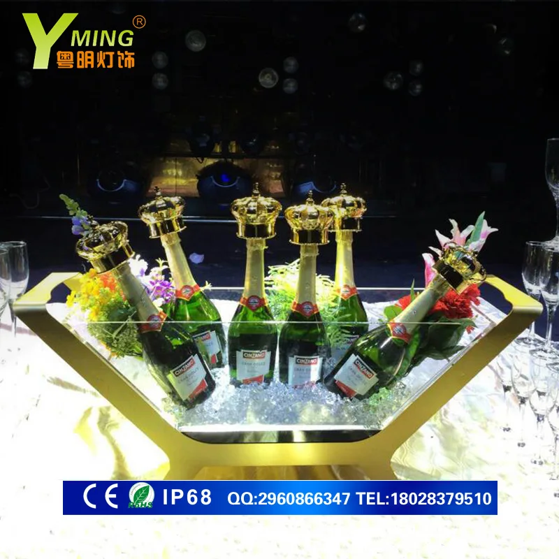 Y189 Chopeira стойка держатель для винных бутылок со светодиодной зарядкой ведро для льда 6/12 бутилированный шампанского Размер в форме лодки бар на заказ