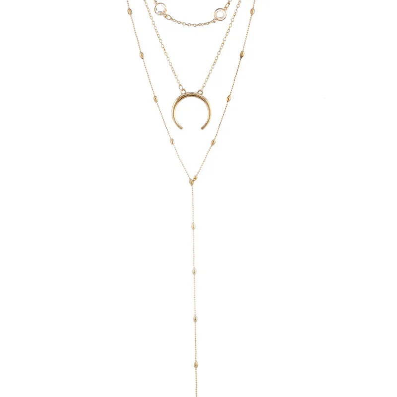 sexy Crystal starry elements long Y-shaped pendant multilayer clavicle necklace